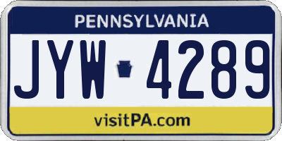 PA license plate JYW4289