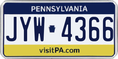 PA license plate JYW4366