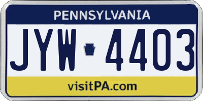 PA license plate JYW4403