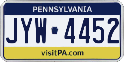PA license plate JYW4452