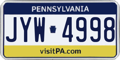 PA license plate JYW4998