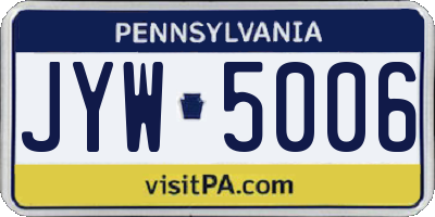 PA license plate JYW5006