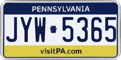 PA license plate JYW5365