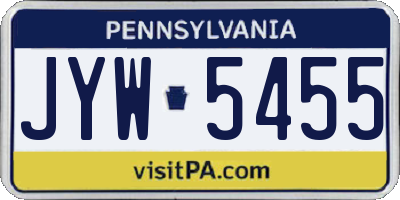 PA license plate JYW5455
