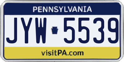 PA license plate JYW5539