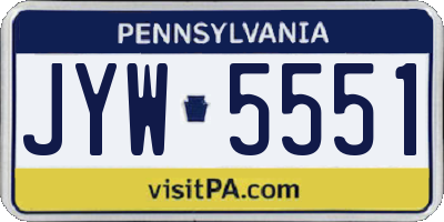 PA license plate JYW5551