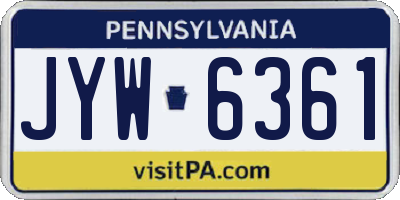 PA license plate JYW6361