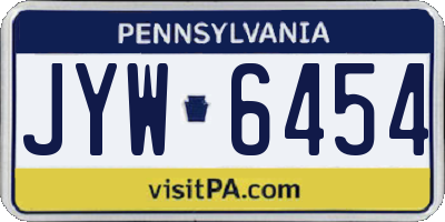 PA license plate JYW6454