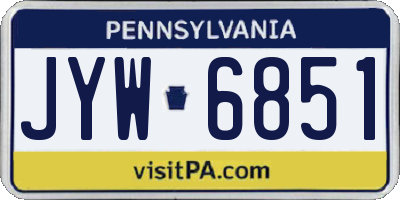 PA license plate JYW6851