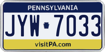 PA license plate JYW7033