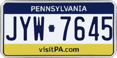 PA license plate JYW7645