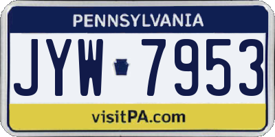 PA license plate JYW7953