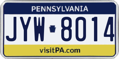PA license plate JYW8014