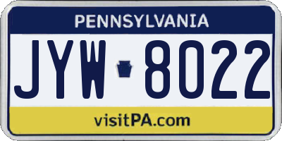 PA license plate JYW8022