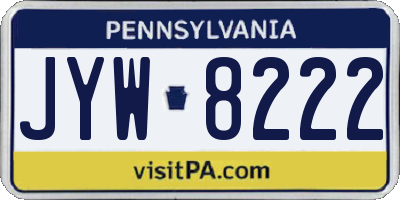PA license plate JYW8222