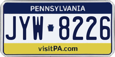 PA license plate JYW8226