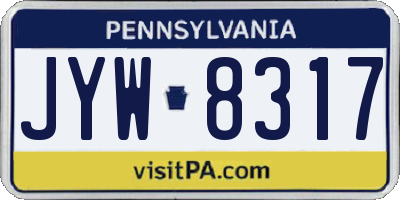 PA license plate JYW8317