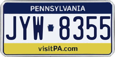 PA license plate JYW8355