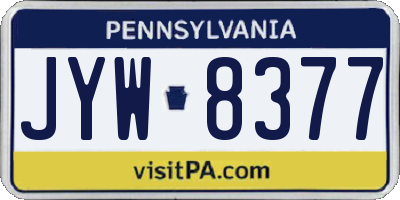 PA license plate JYW8377