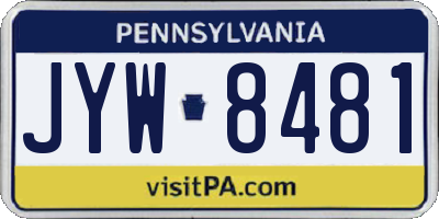 PA license plate JYW8481