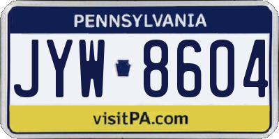 PA license plate JYW8604