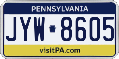 PA license plate JYW8605