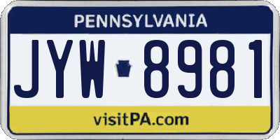 PA license plate JYW8981