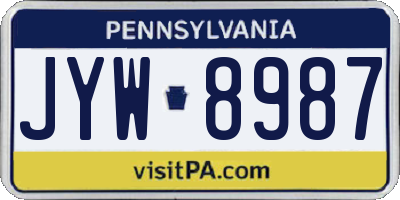 PA license plate JYW8987