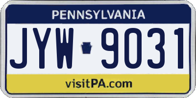 PA license plate JYW9031