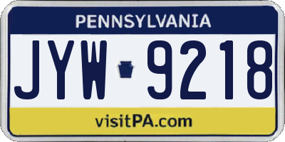 PA license plate JYW9218