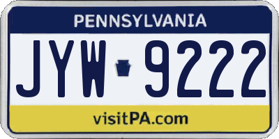 PA license plate JYW9222
