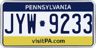 PA license plate JYW9233