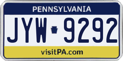 PA license plate JYW9292