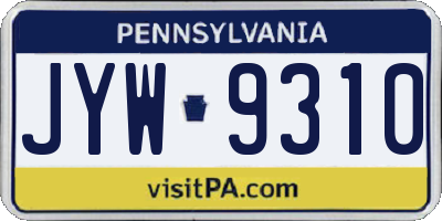 PA license plate JYW9310