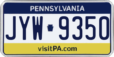 PA license plate JYW9350