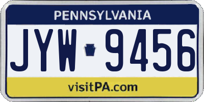 PA license plate JYW9456
