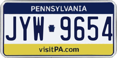 PA license plate JYW9654