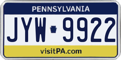 PA license plate JYW9922