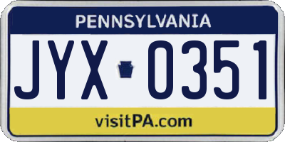 PA license plate JYX0351