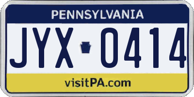 PA license plate JYX0414