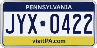 PA license plate JYX0422