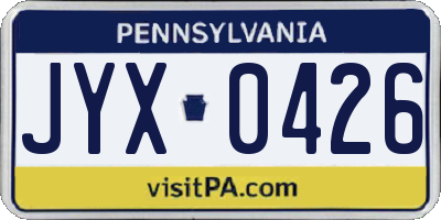 PA license plate JYX0426