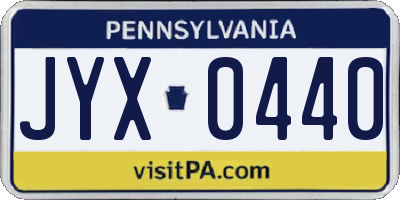 PA license plate JYX0440