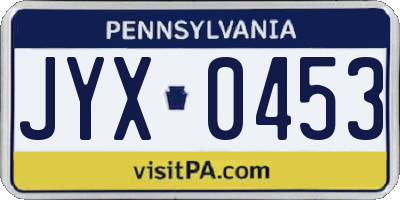 PA license plate JYX0453