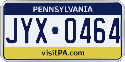 PA license plate JYX0464