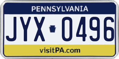 PA license plate JYX0496
