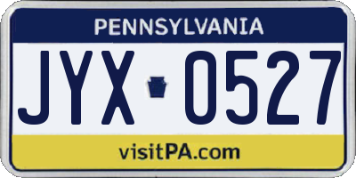 PA license plate JYX0527