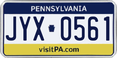 PA license plate JYX0561