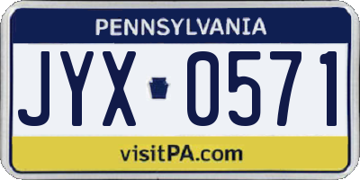 PA license plate JYX0571