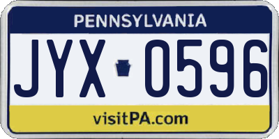 PA license plate JYX0596